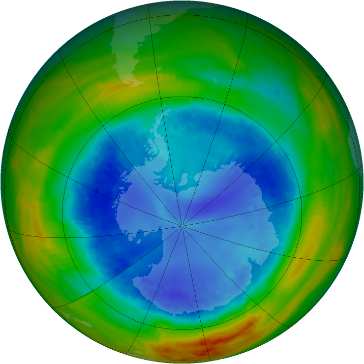 Antarctic ozone map for 27 August 1991